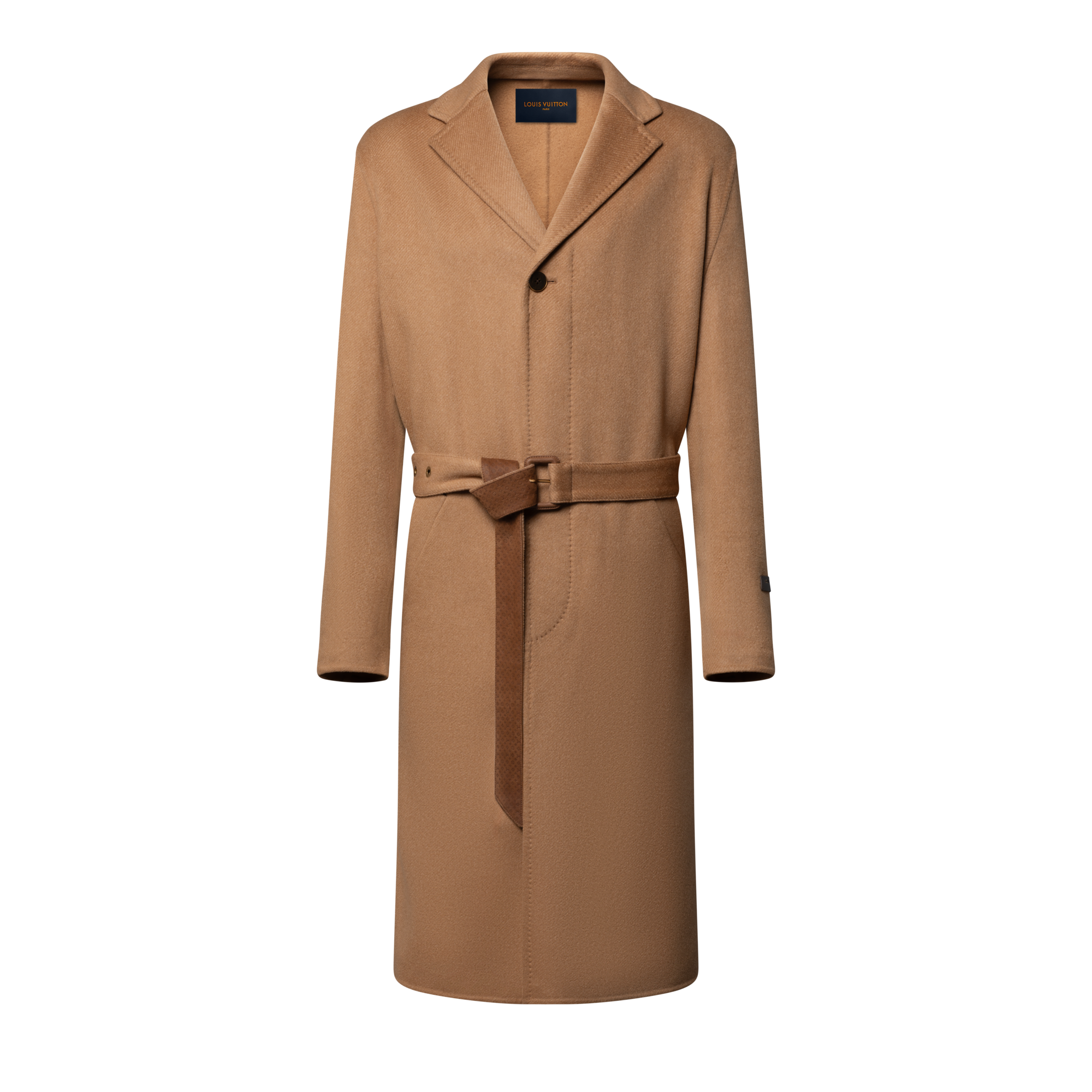 ダブルフェイスカシミヤ ビクーニャコート ウィズ モノグラムレザー